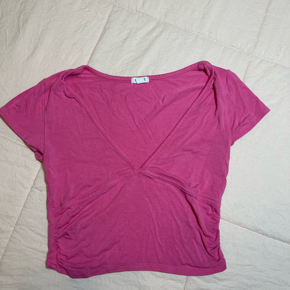 Garage Pink side ruched low cut top